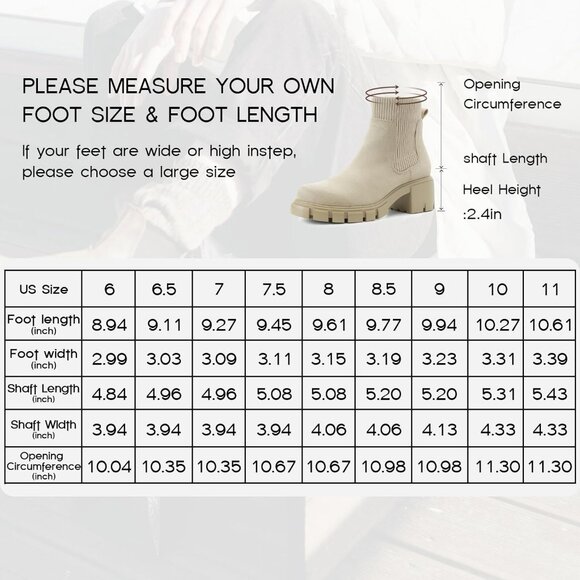 Fitory Ankle Boote Women Tan Thermoplastic Elastomers Mid Heel Elastic - Picture 6 of 6